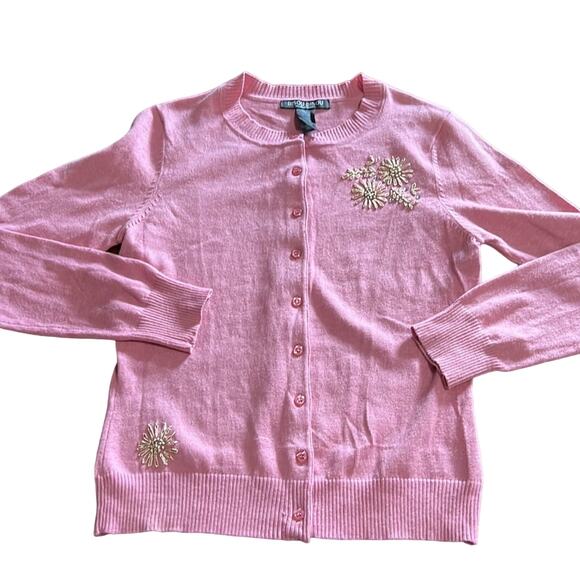 Bisou Bisou Michele Bohbot Pink Embellished Cardigan Sweater - Picture 5 of 9